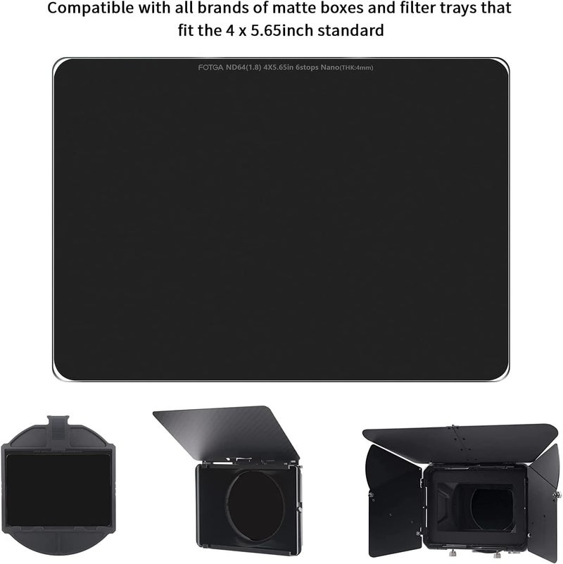 FocusFoto FOTGA Nano 4x5.65 ND64 Neutral Density Filter, Optical Glass ND1.8 (6 Stops) Multi-Layer Coatings MC Cinema Square ND Filter for 4x5.65Inch Matte Box Filter Trays Holder Filmmaking Video Making - Image 5